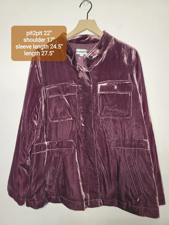 Velvet Muave Utility Jacket Dark Academia Grunge Whimsigoth Sz L Witchy Preppy - Picture 4 of 10